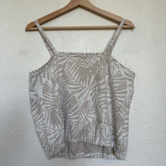 NWT Loft palm tree pattern linen beach vacation tropical bubble hem cami top - Picture 4 of 6